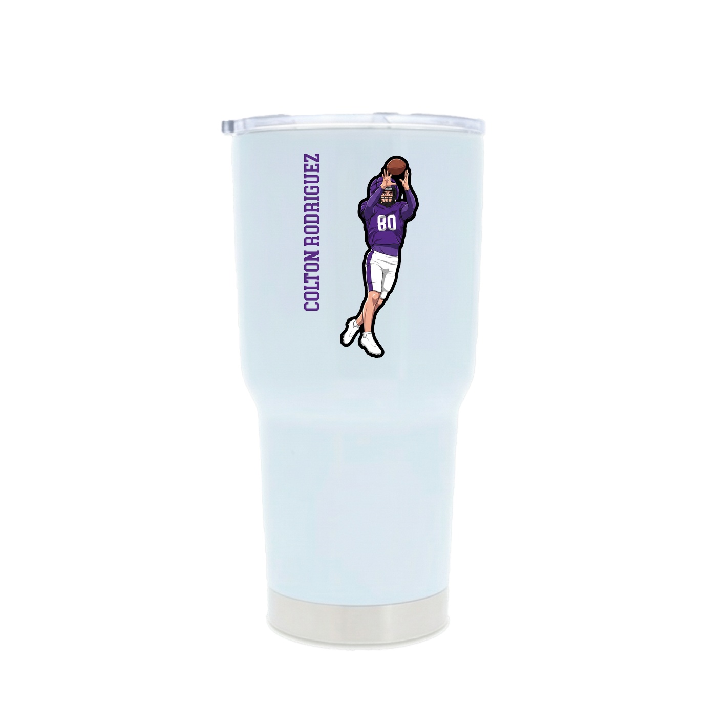 30oz Stainless Steel Tumbler — Name Vertical in White