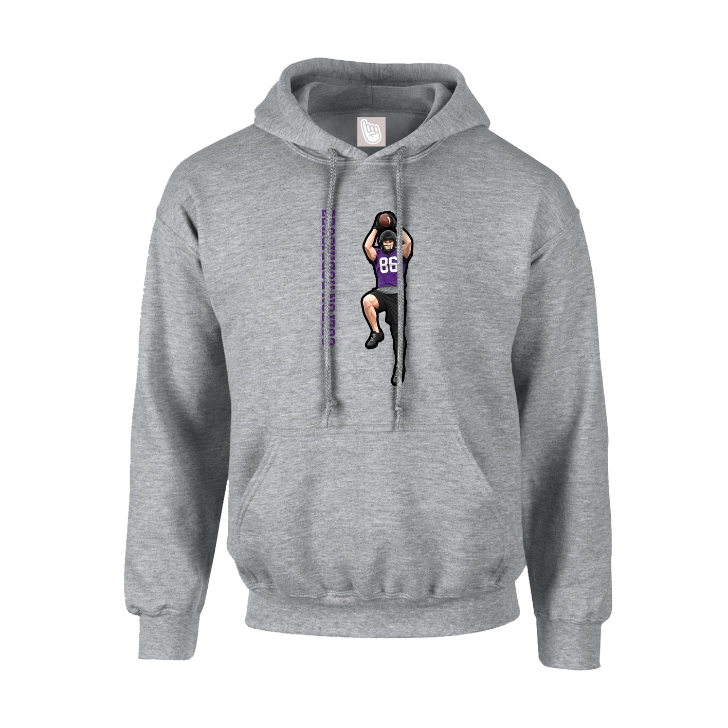 Hoodie — Name Vertical in Grey