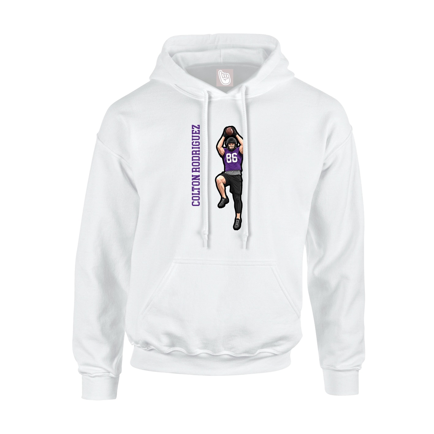 Youth Hoodie — Name Vertical in White