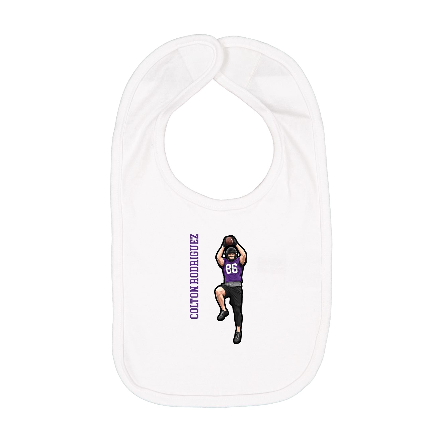 Infant Bib — Name Vertical in White