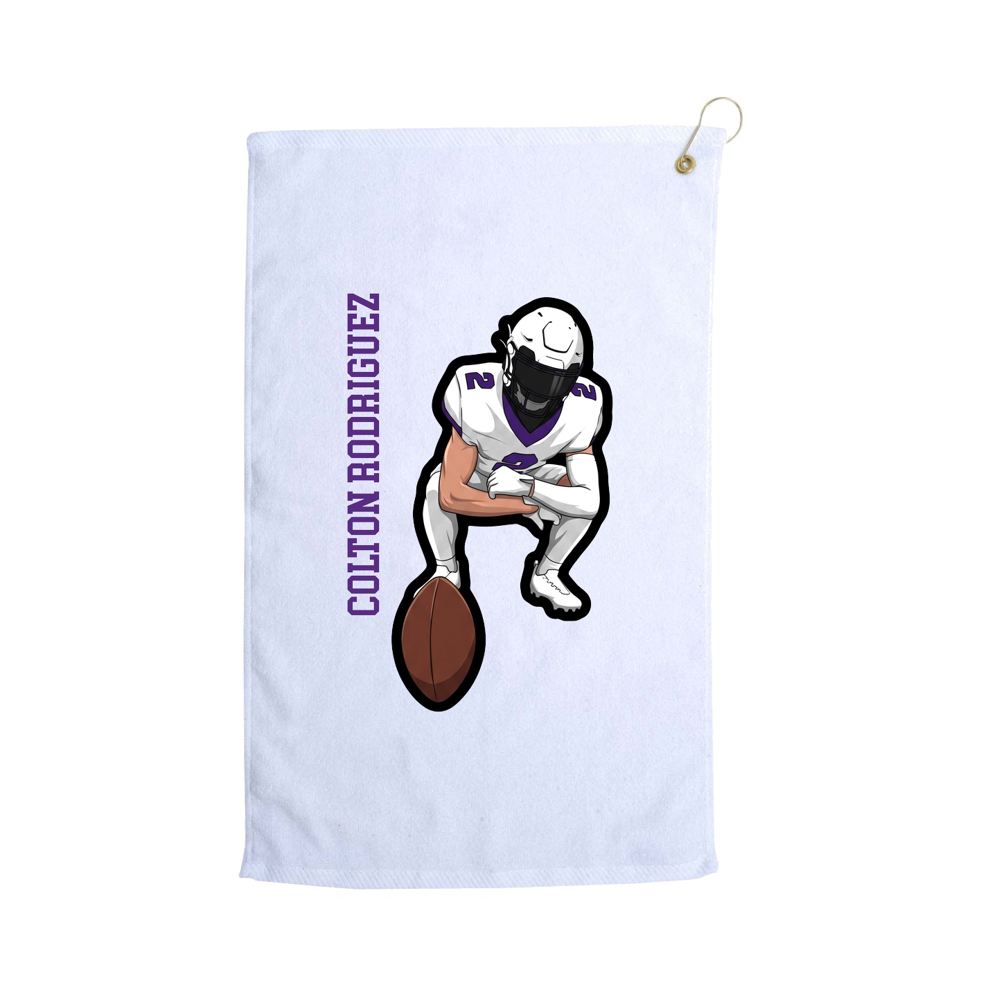 Golf Towel — Name Vertical in White