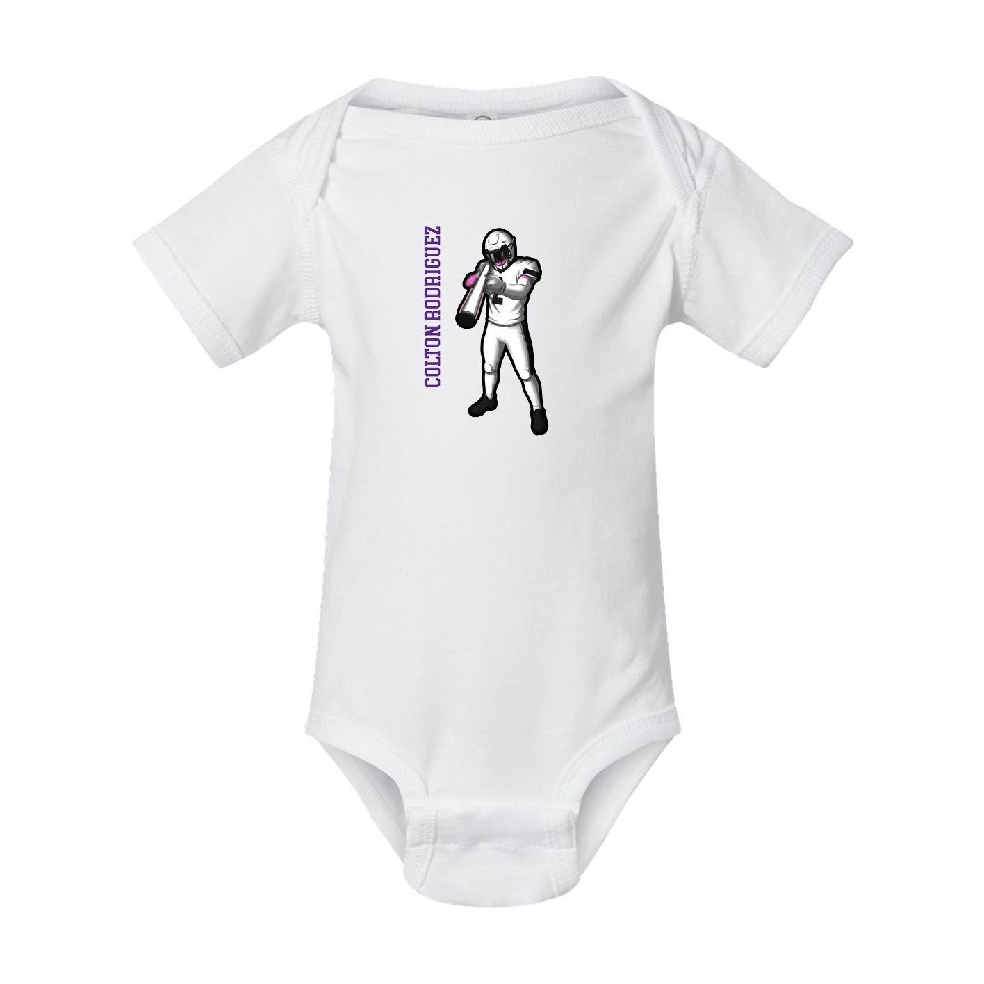 Baby Onesie — Name Vertical in White