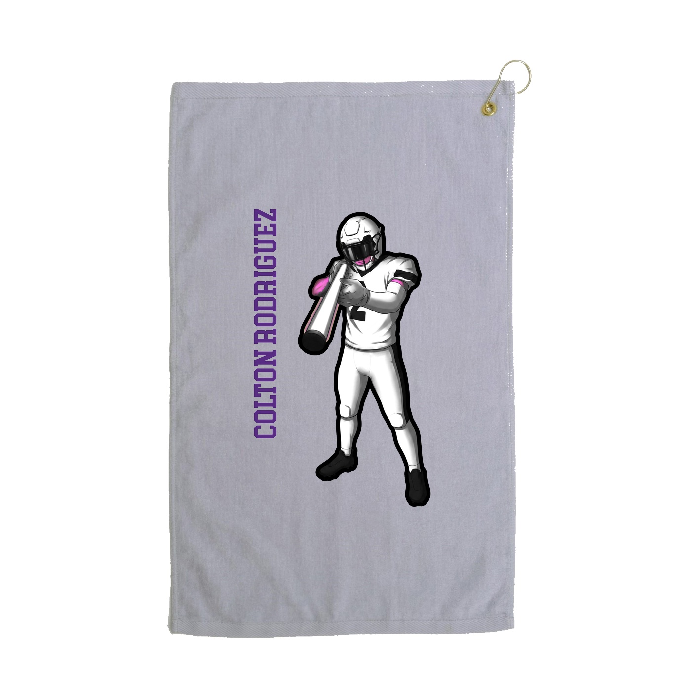 Golf Towel — Name Vertical in Grey