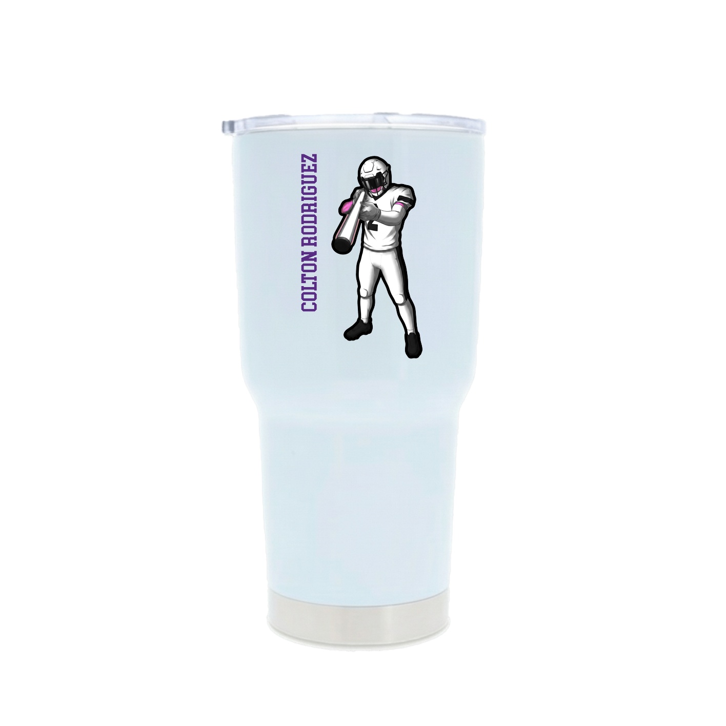 30oz Stainless Steel Tumbler — Name Vertical in White
