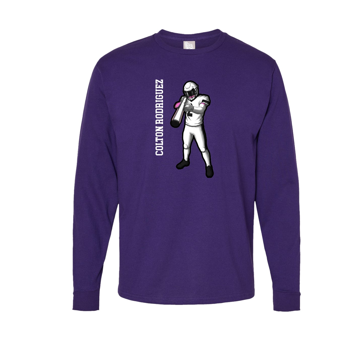 Long Sleeve Tee — Name Vertical in Purple