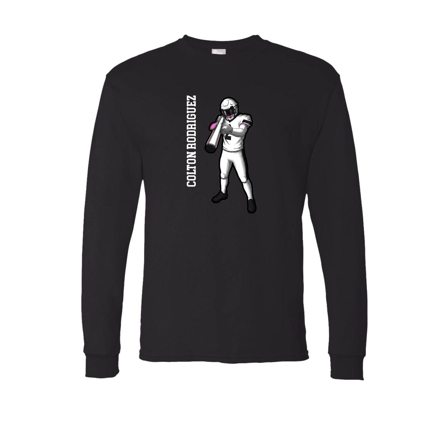 Long Sleeve Tee — Name Vertical in Black
