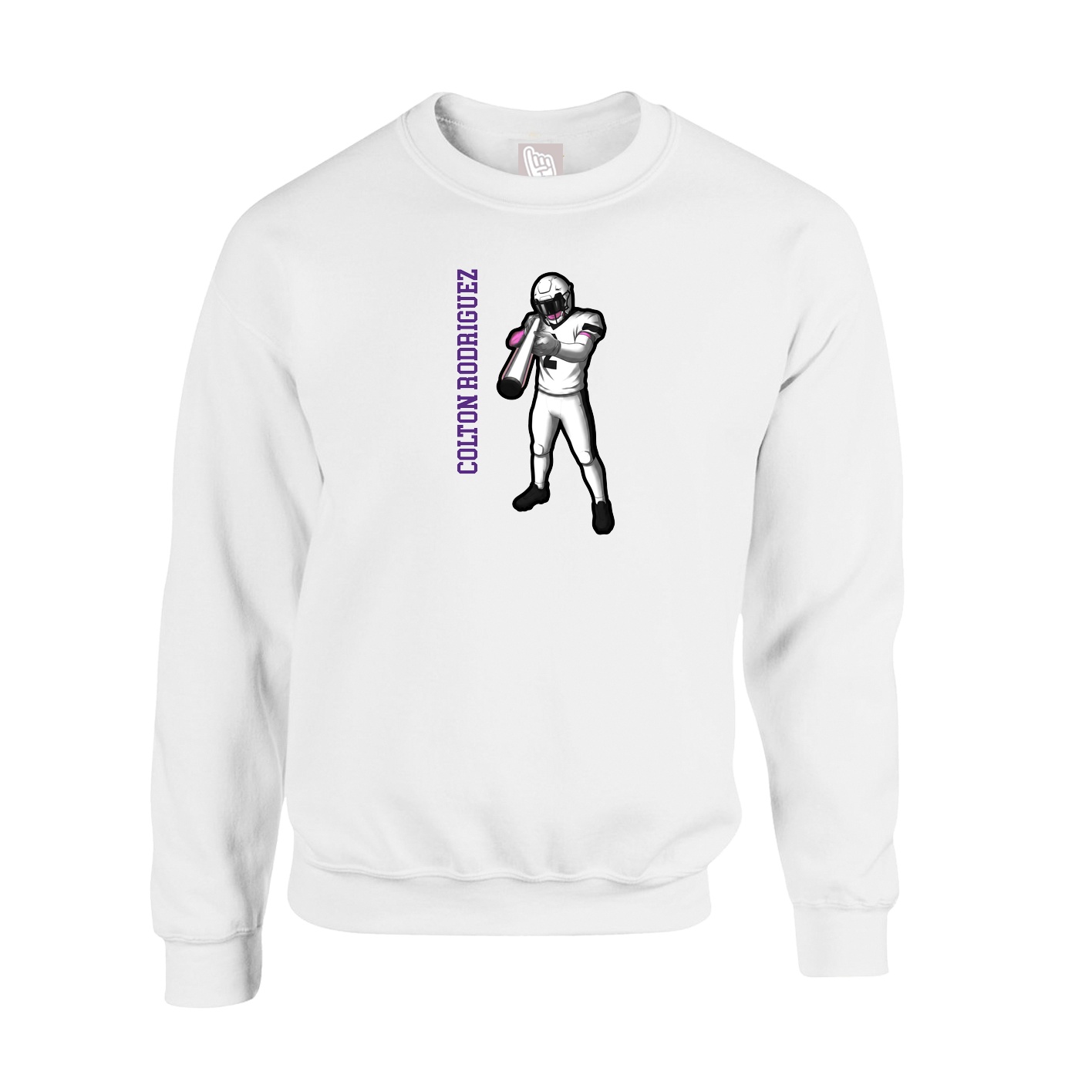 Fleece Crew — Name Vertical in White