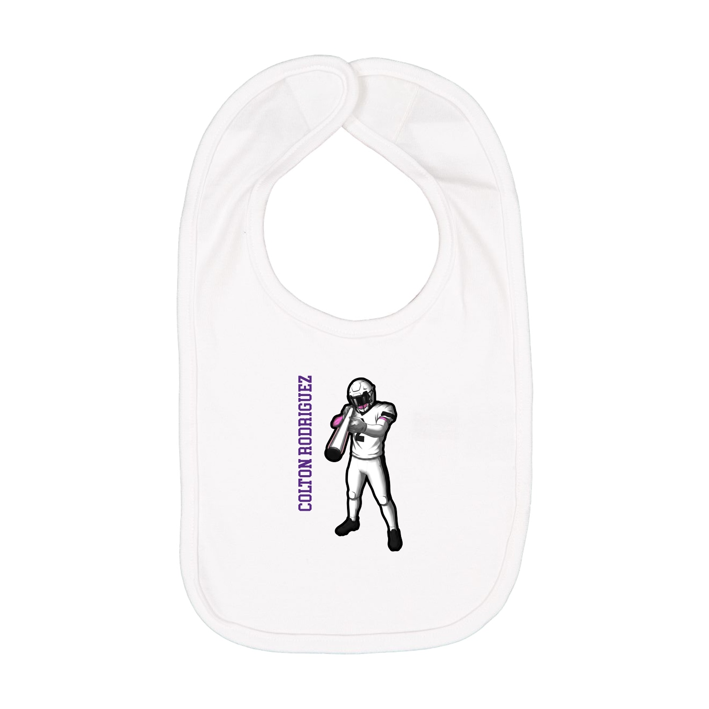 Infant Bib — Name Vertical in White