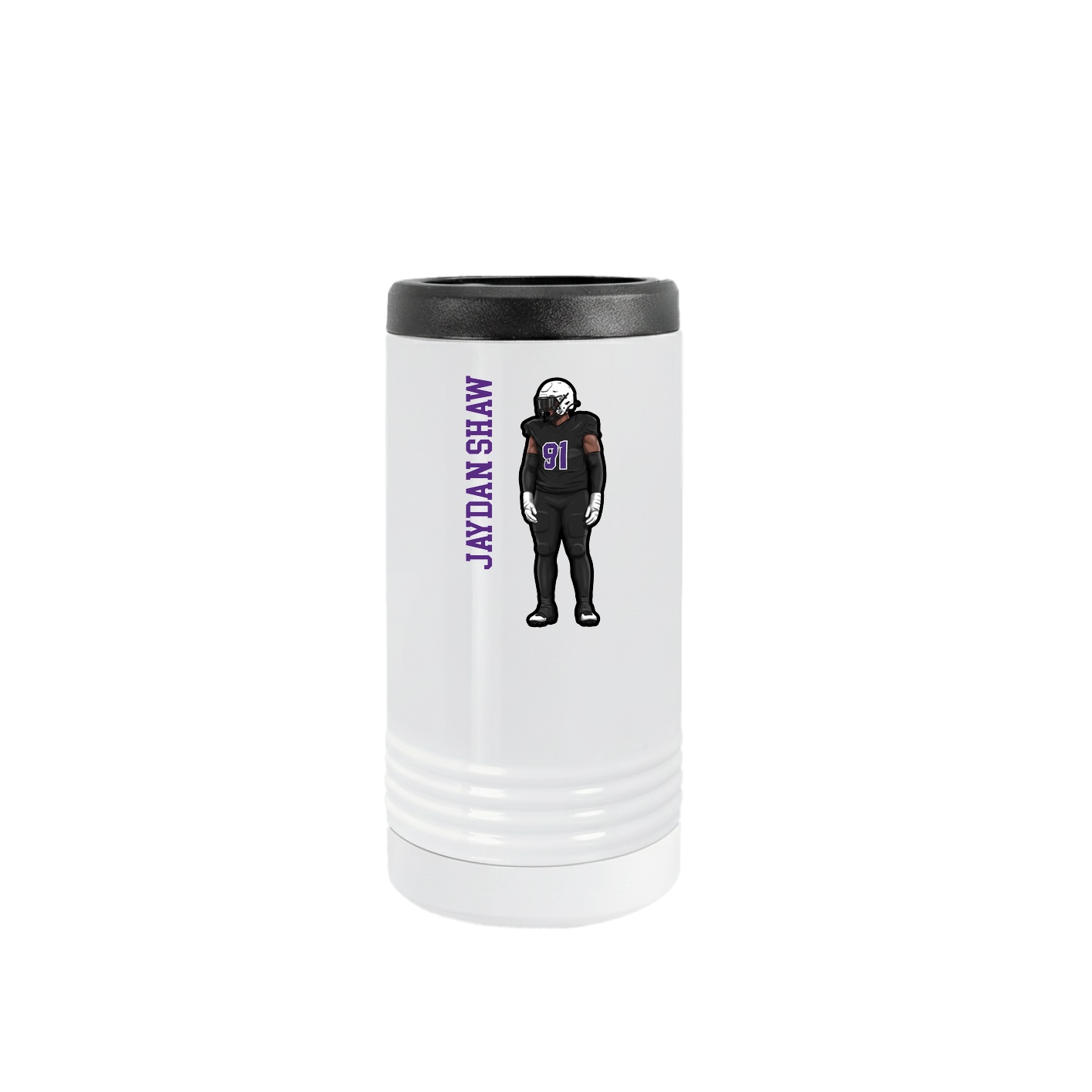 Slim Beverage Holder — Name Vertical in White