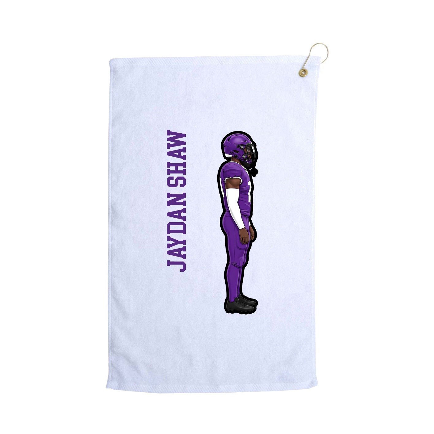 Golf Towel — Name Vertical in White