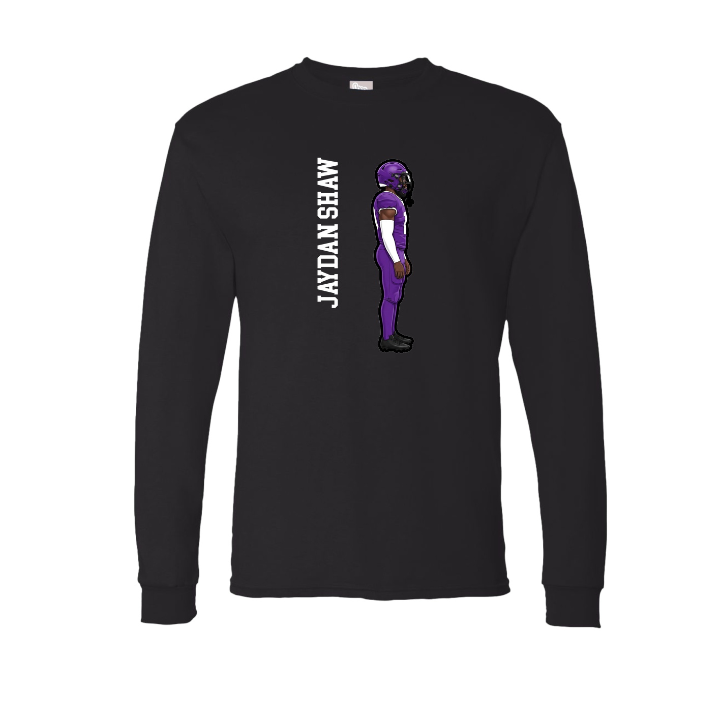 Long Sleeve Tee — Name Vertical in Black