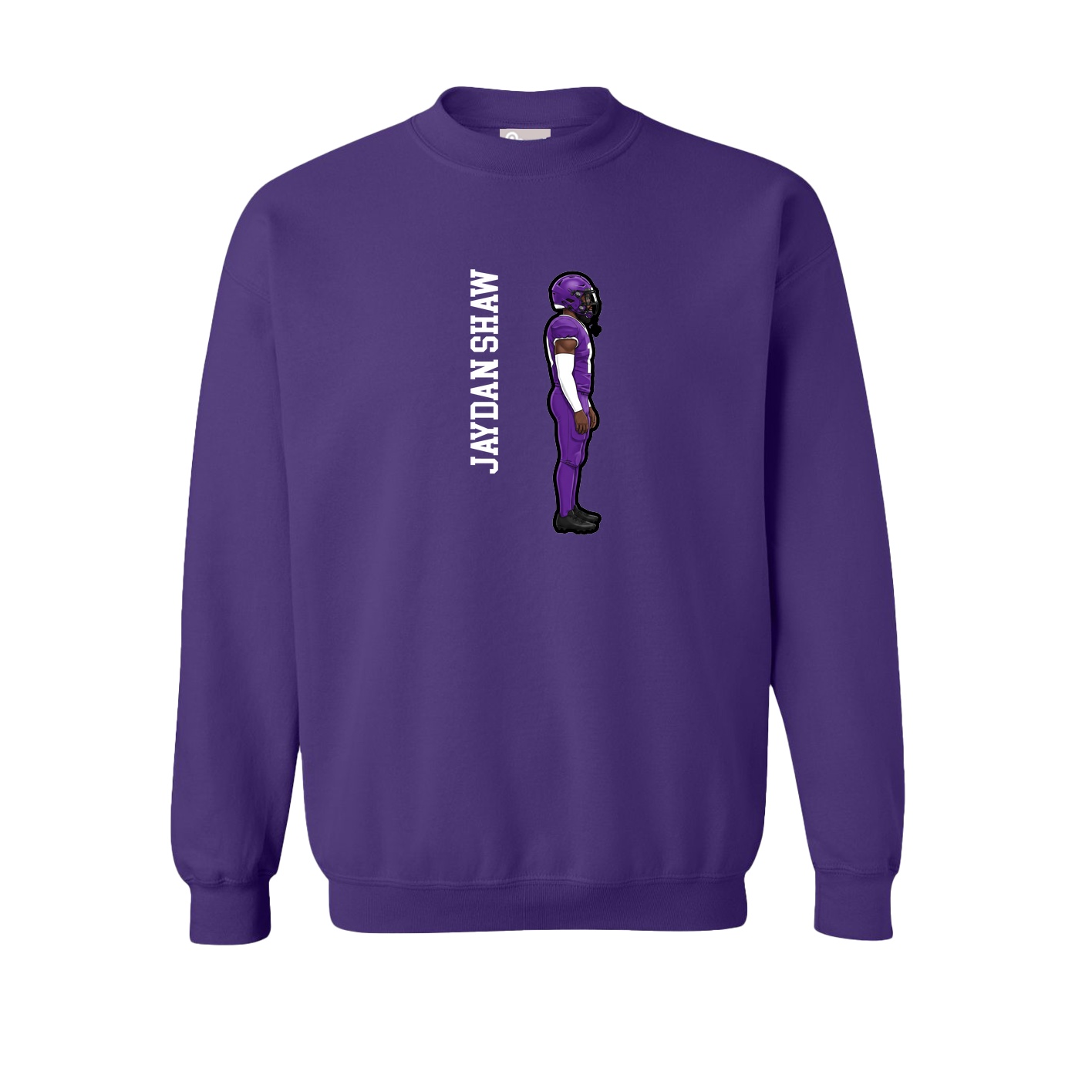 Fleece Crew — Name Vertical in Purple