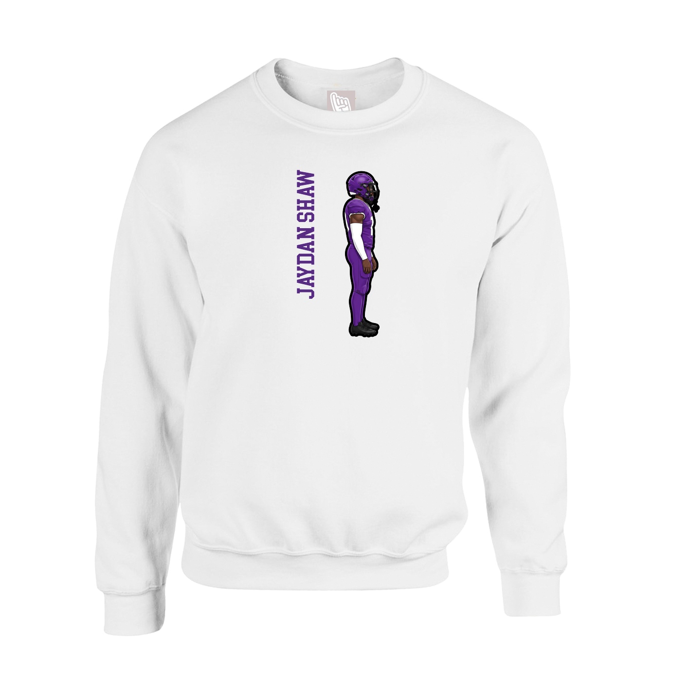 Fleece Crew — Name Vertical in White