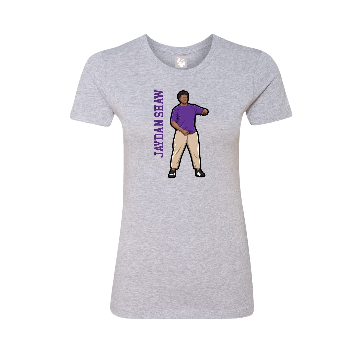 Womens Tee — Name Vertical in Grey