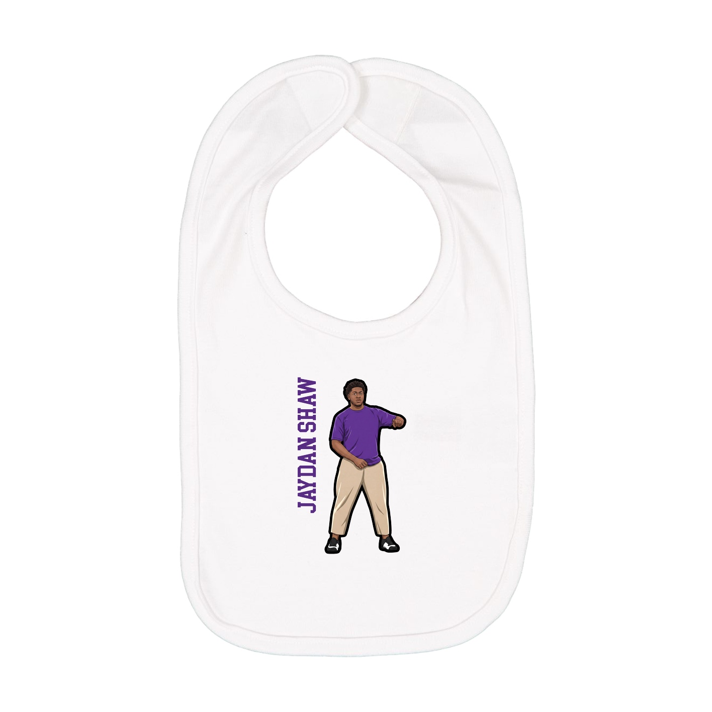 Infant Bib — Name Vertical in White