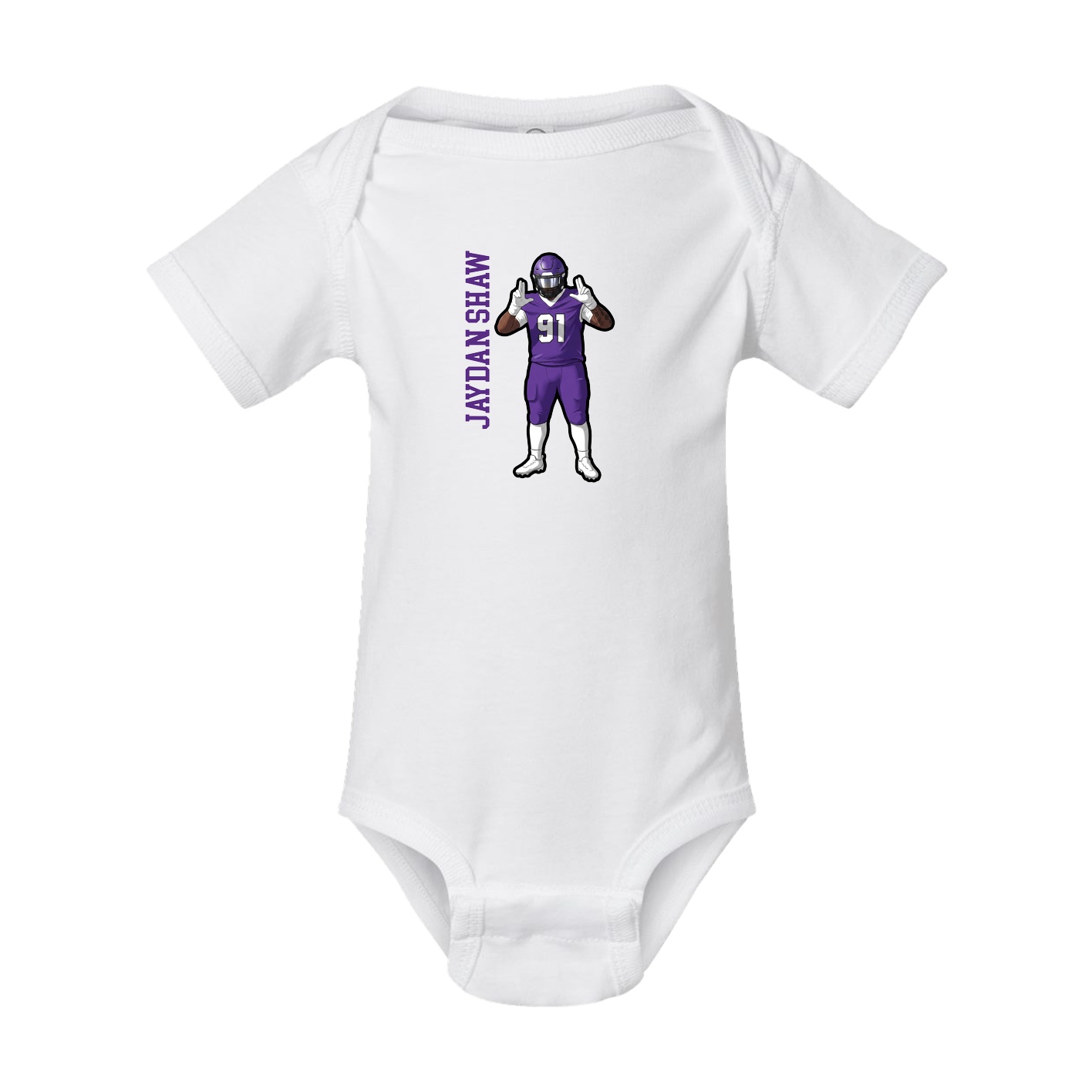 Baby Onesie — Name Vertical in White