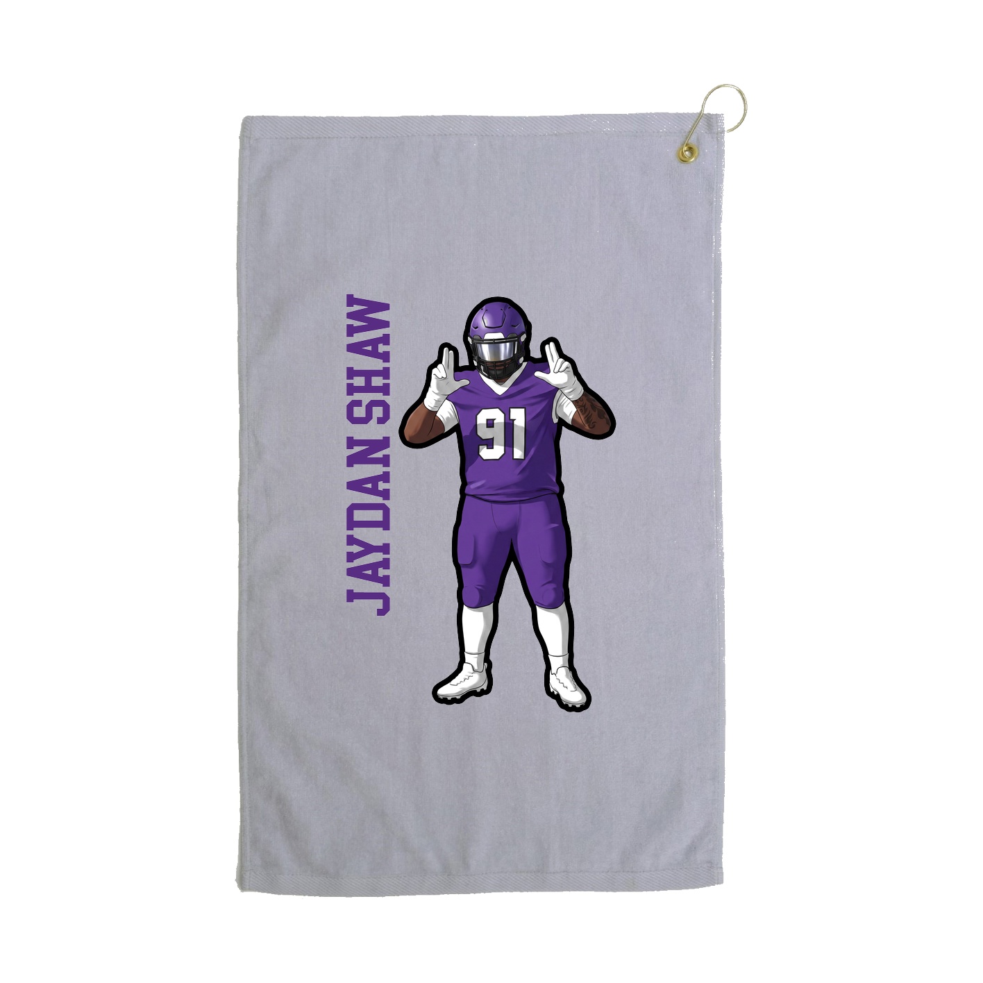 Golf Towel — Name Vertical in Grey