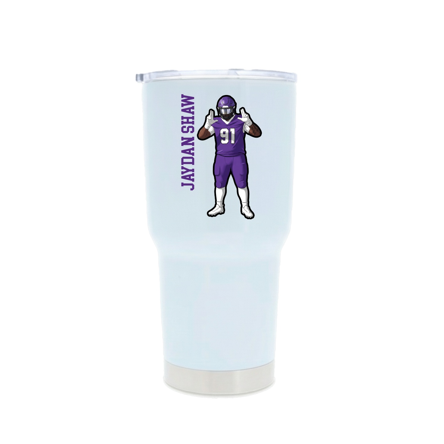 30oz Stainless Steel Tumbler — Name Vertical in White