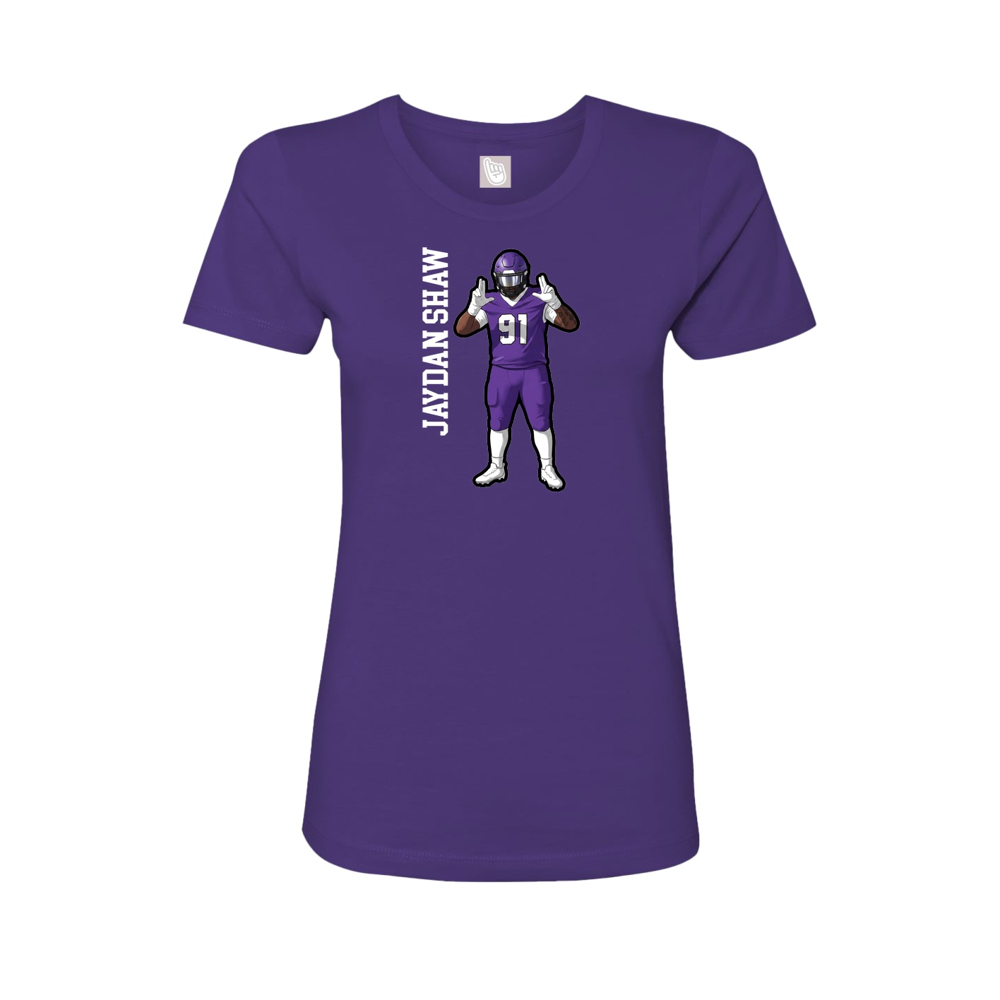Fitted Women's Tee — Name Vertical in Purple