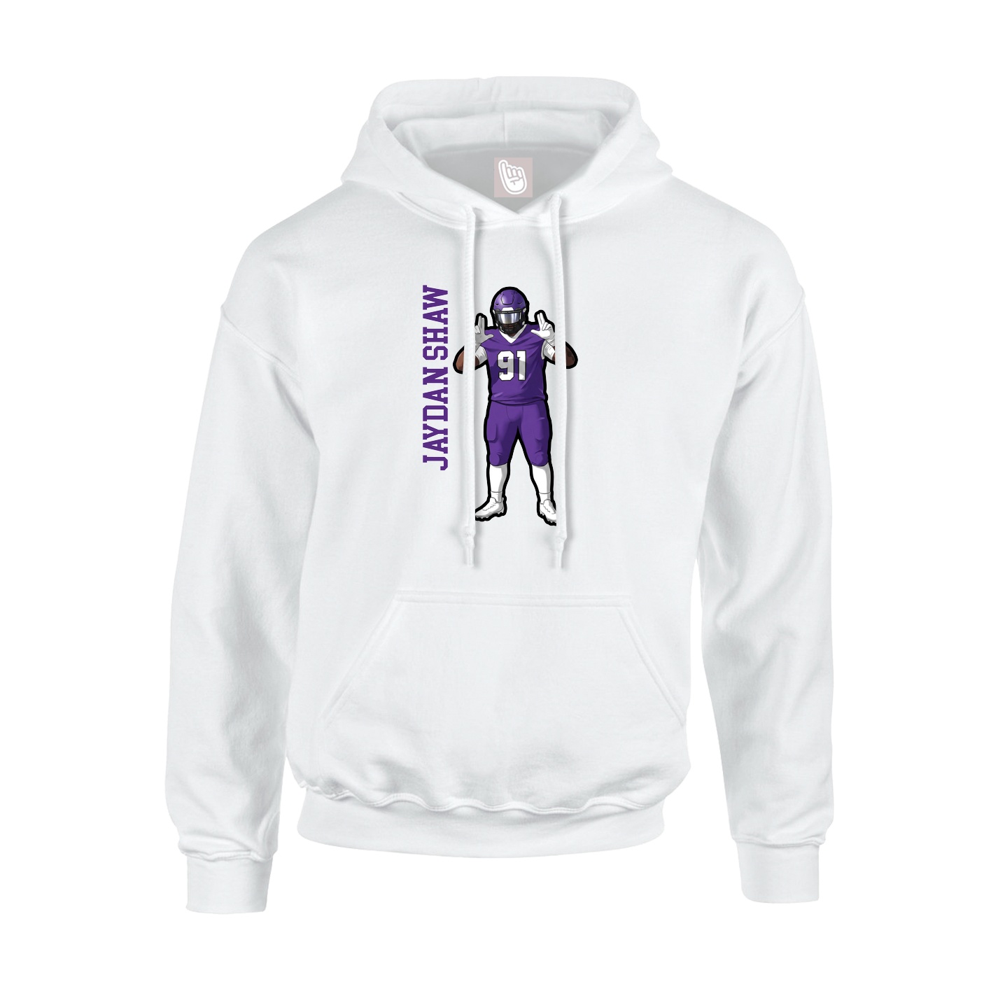 Youth Hoodie — Name Vertical in White