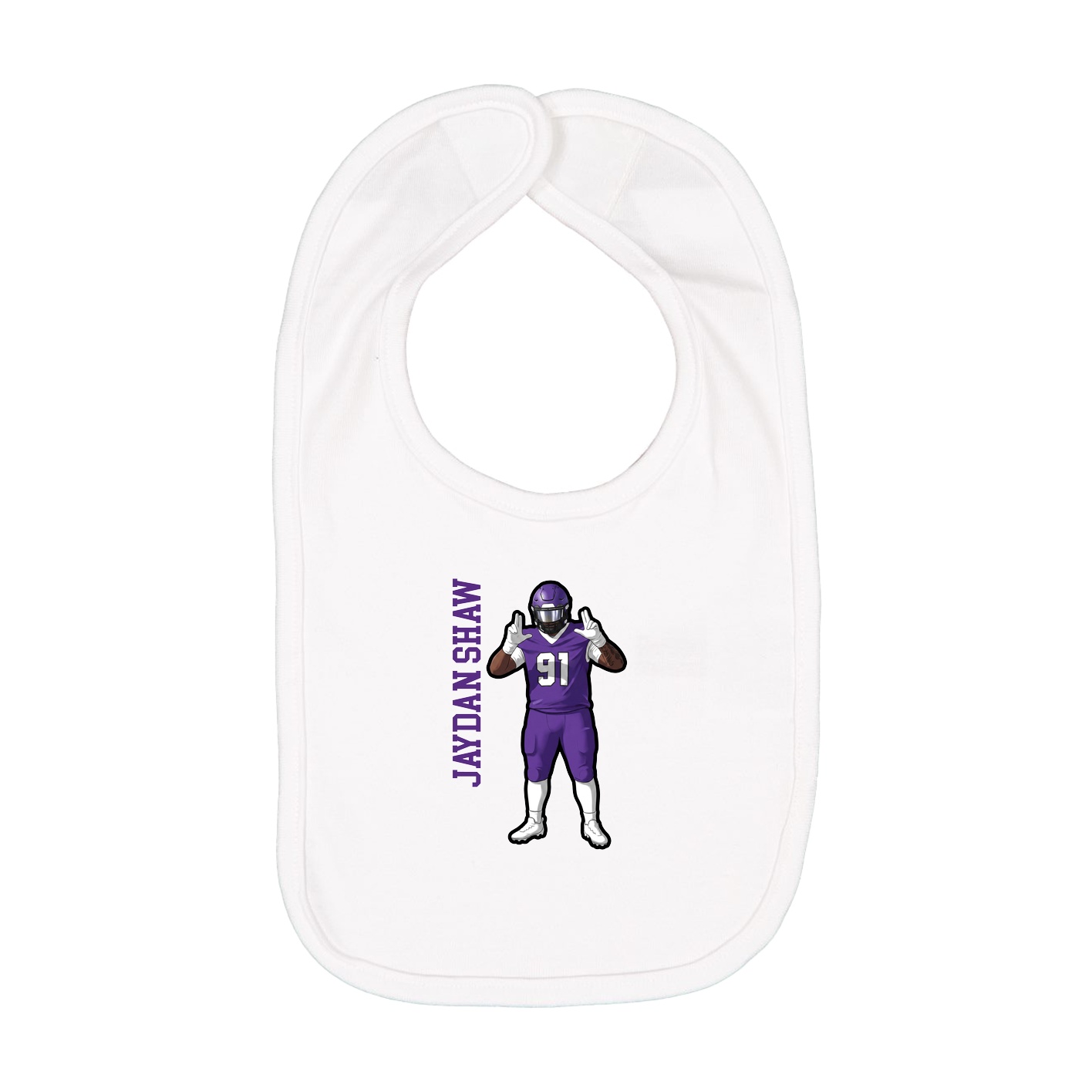 Infant Bib — Name Vertical in White