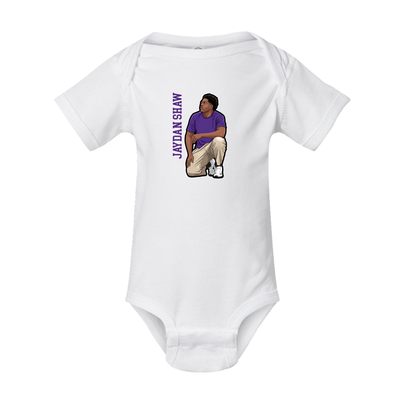 Baby Onesie — Name Vertical in White