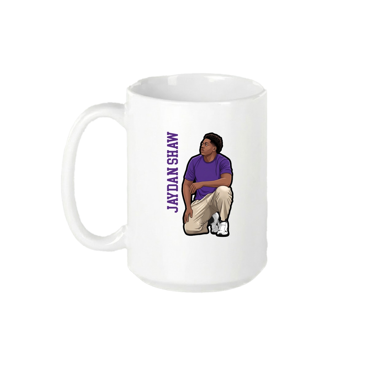 15oz Coffee Mug — Name Vertical in White