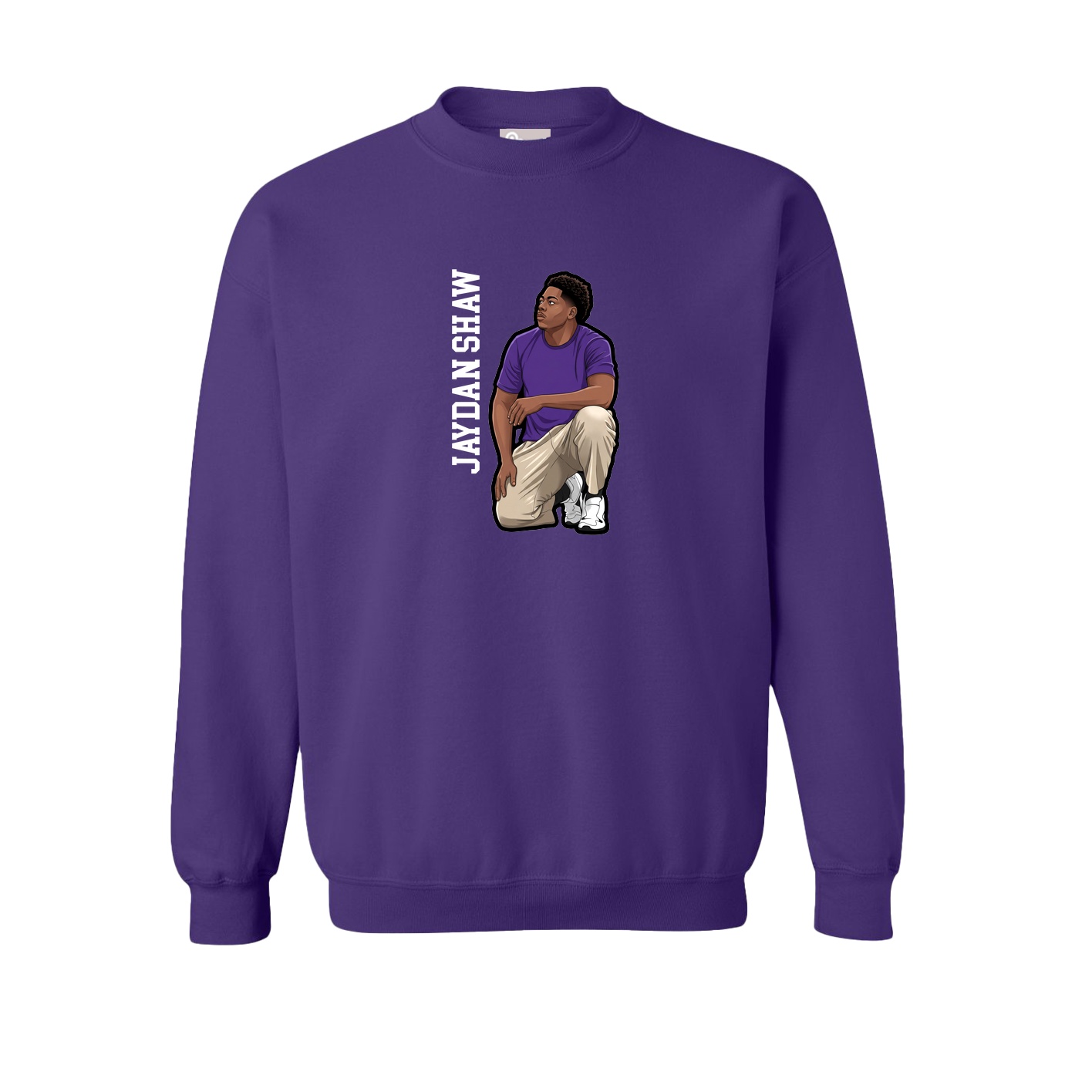 Fleece Crew — Name Vertical in Purple
