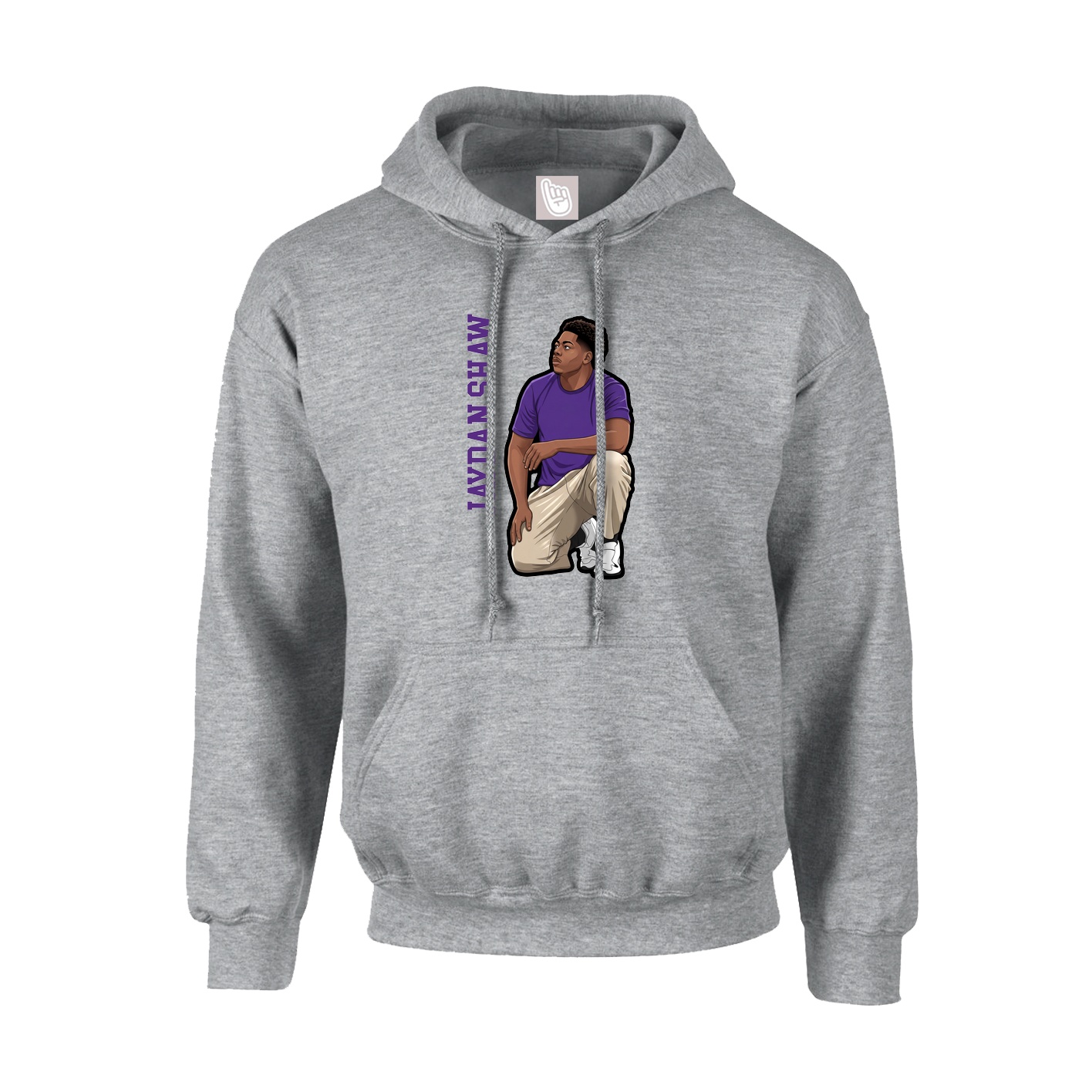 Youth Hoodie — Name Vertical in Grey