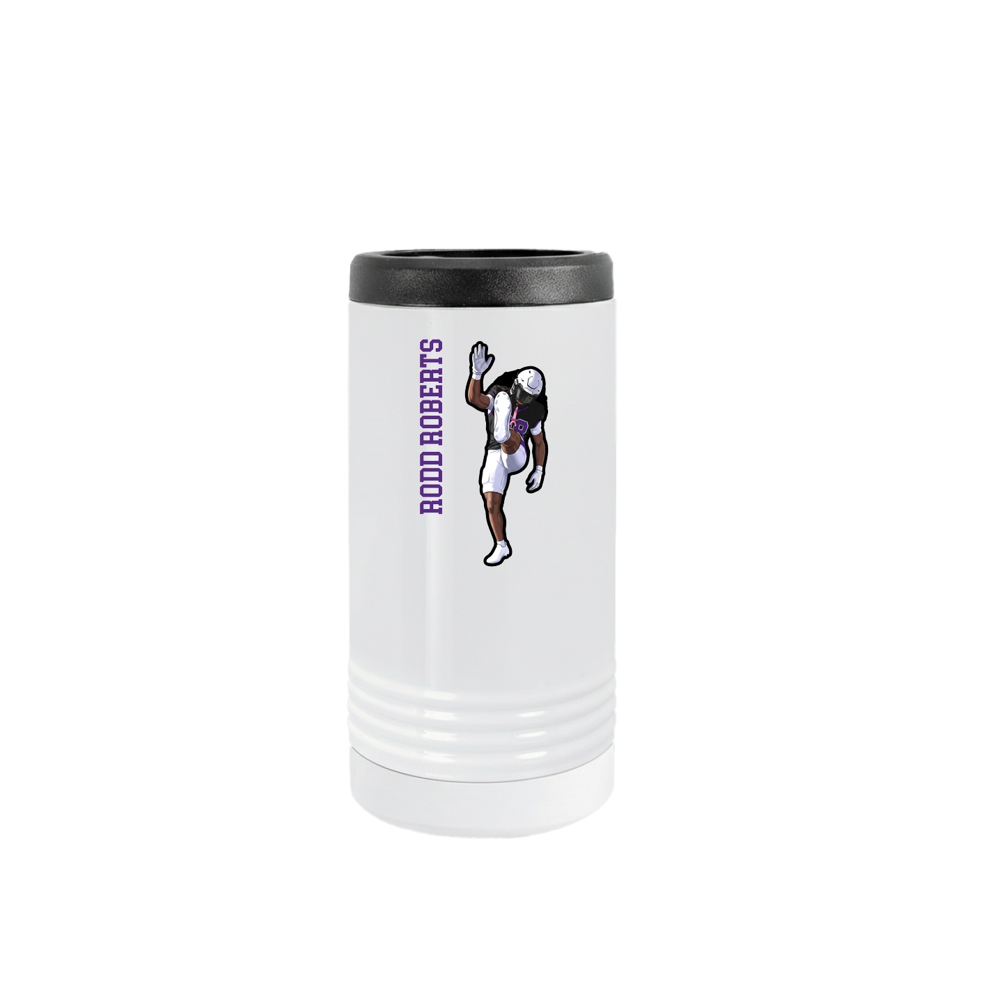 Slim Beverage Holder — Name Vertical in White