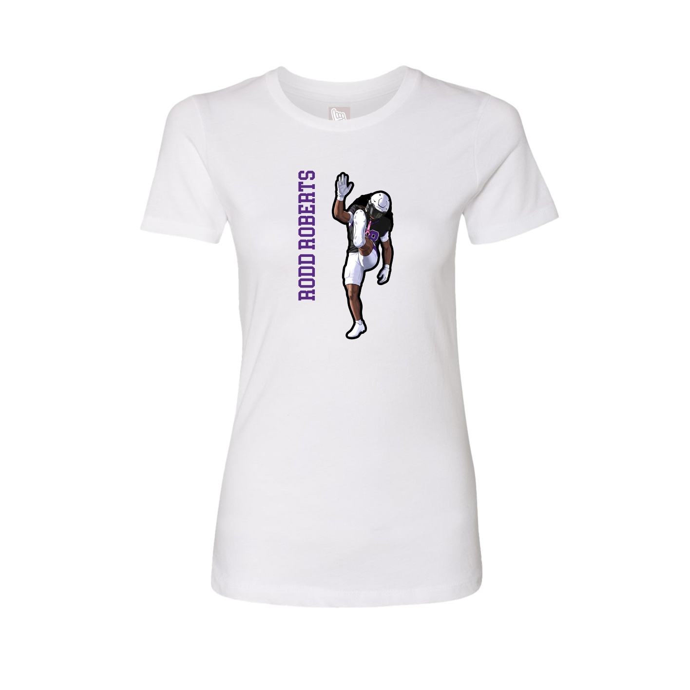 Womens Tee — Name Vertical in White