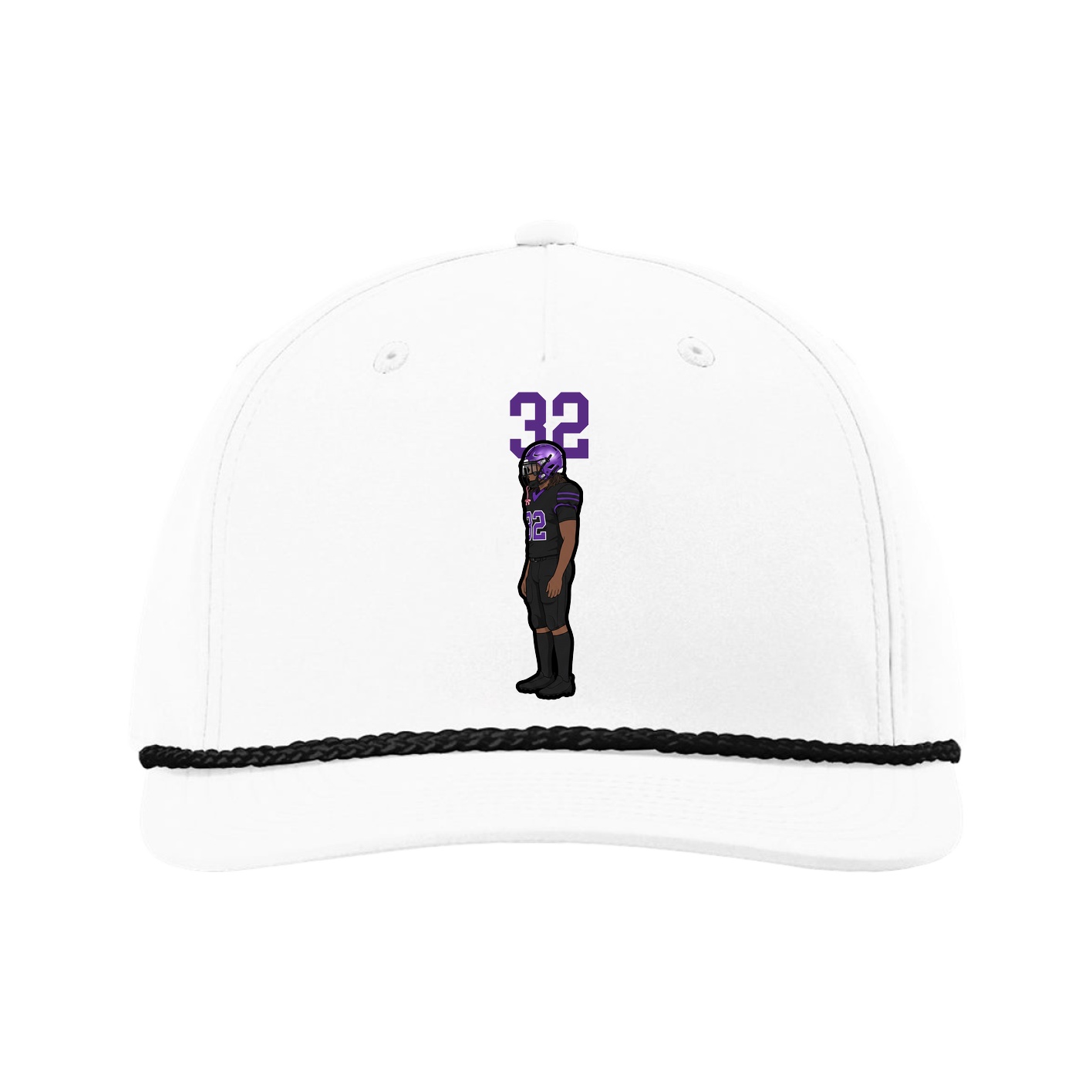 Five-Panel Classic Rope Cap — Number Top in White