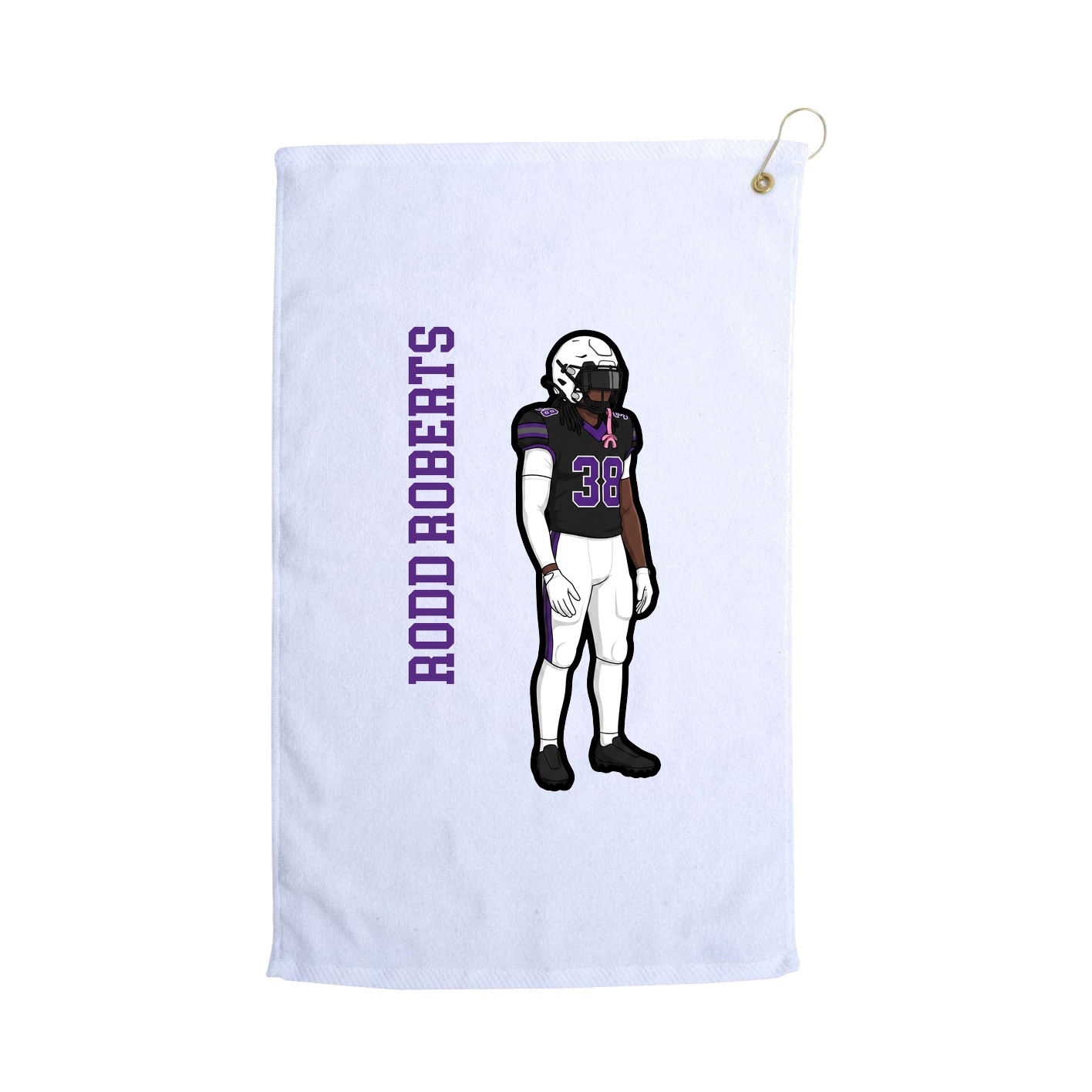 Golf Towel — Name Vertical in White