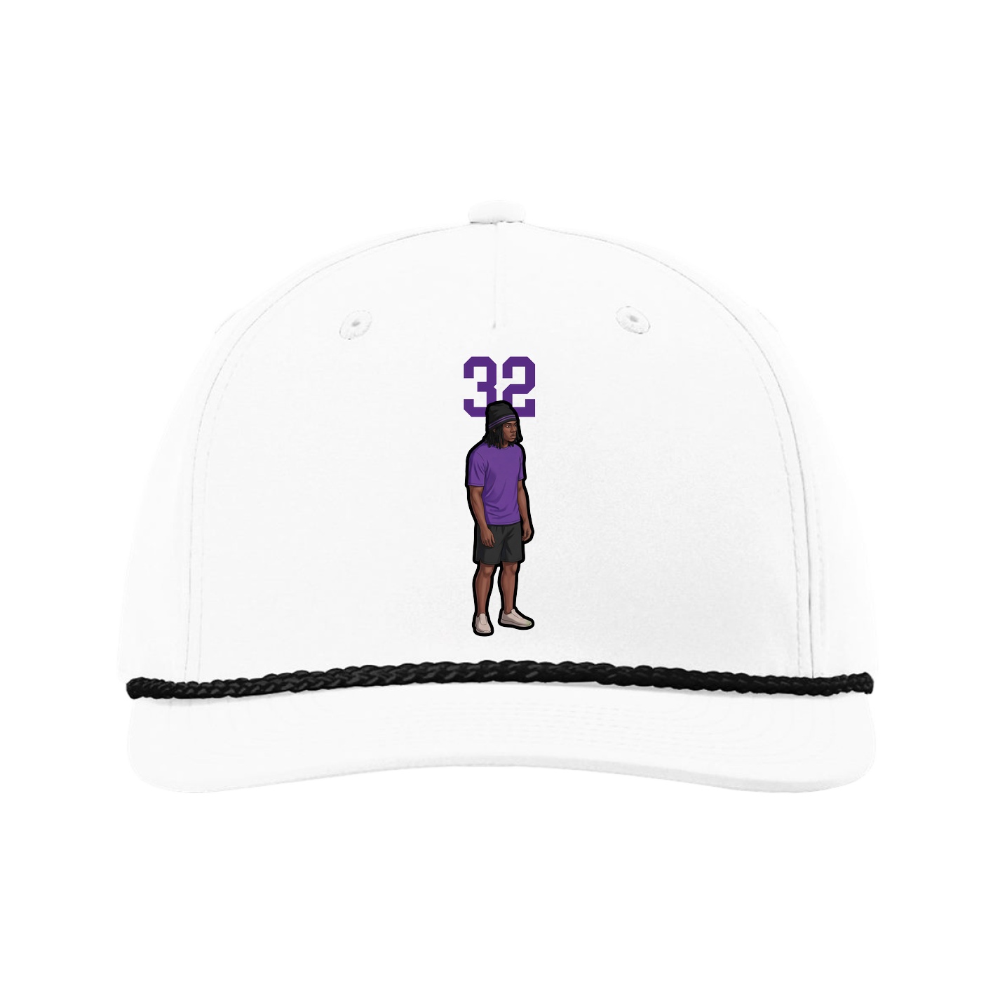 Five-Panel Classic Rope Cap — Number Top in White