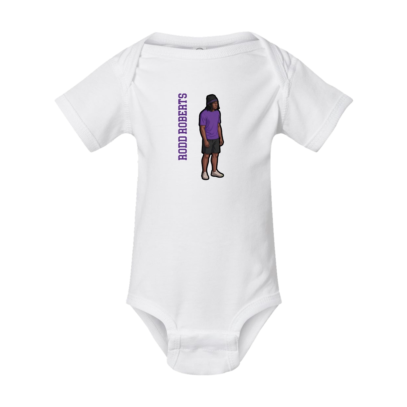 Baby Onesie — Name Vertical in White