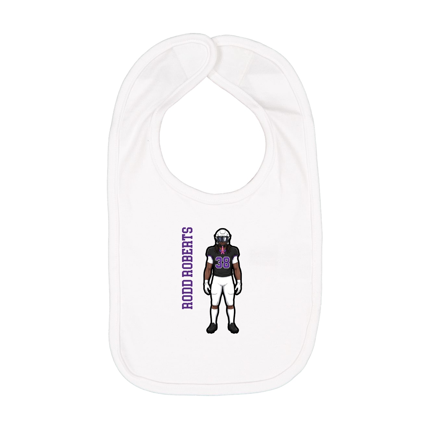 Infant Bib — Name Vertical in White