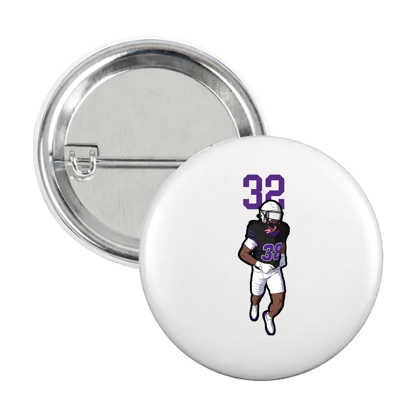 Game Day Button — Number Top in White