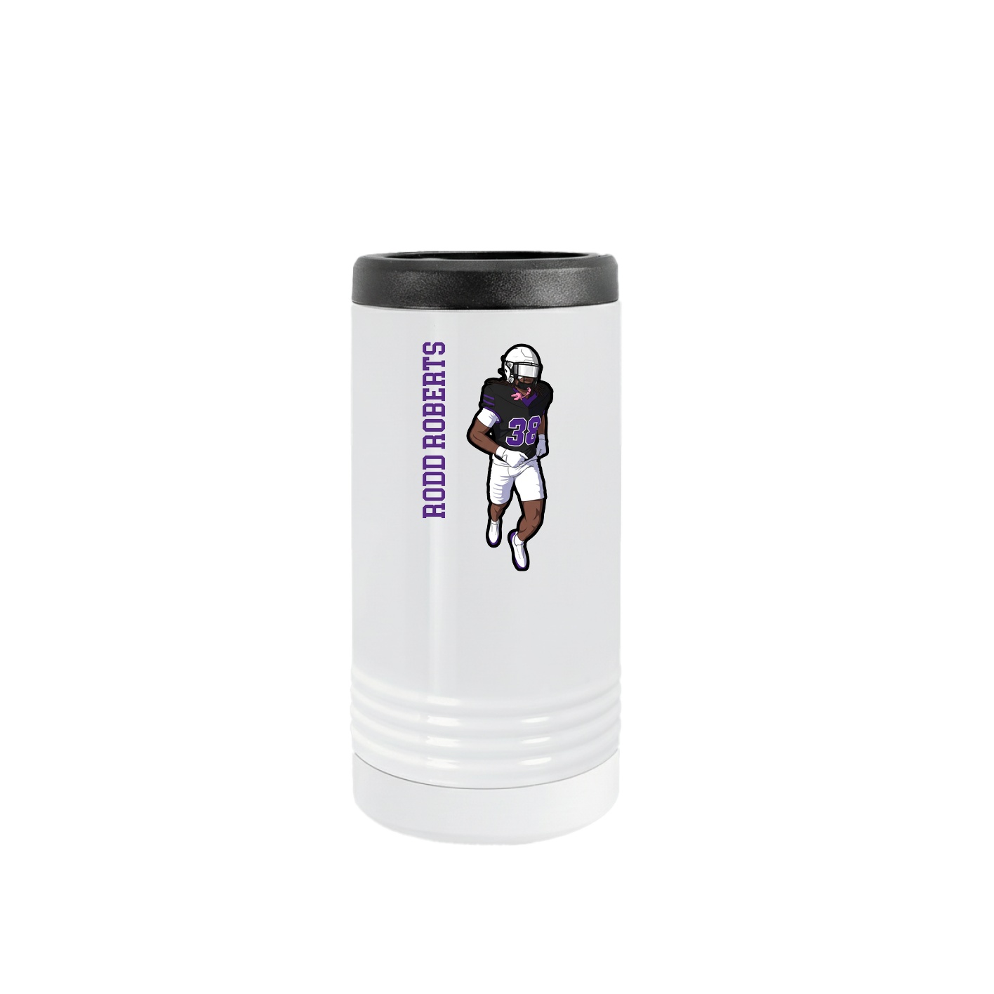 Slim Beverage Holder — Name Vertical in White