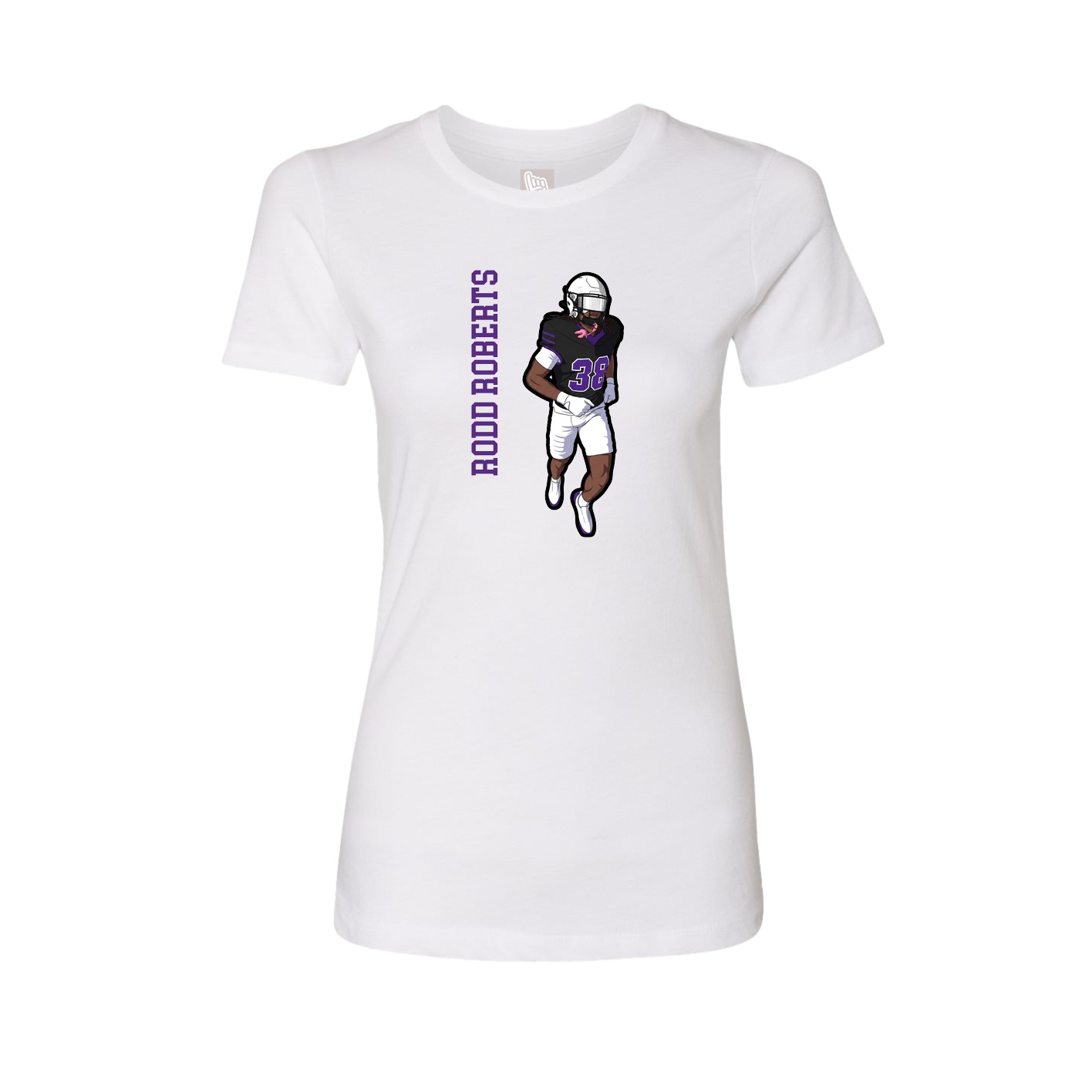 Womens Tee — Name Vertical in White