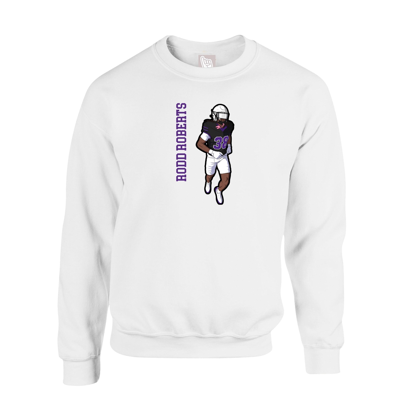 Fleece Crew — Name Vertical in White