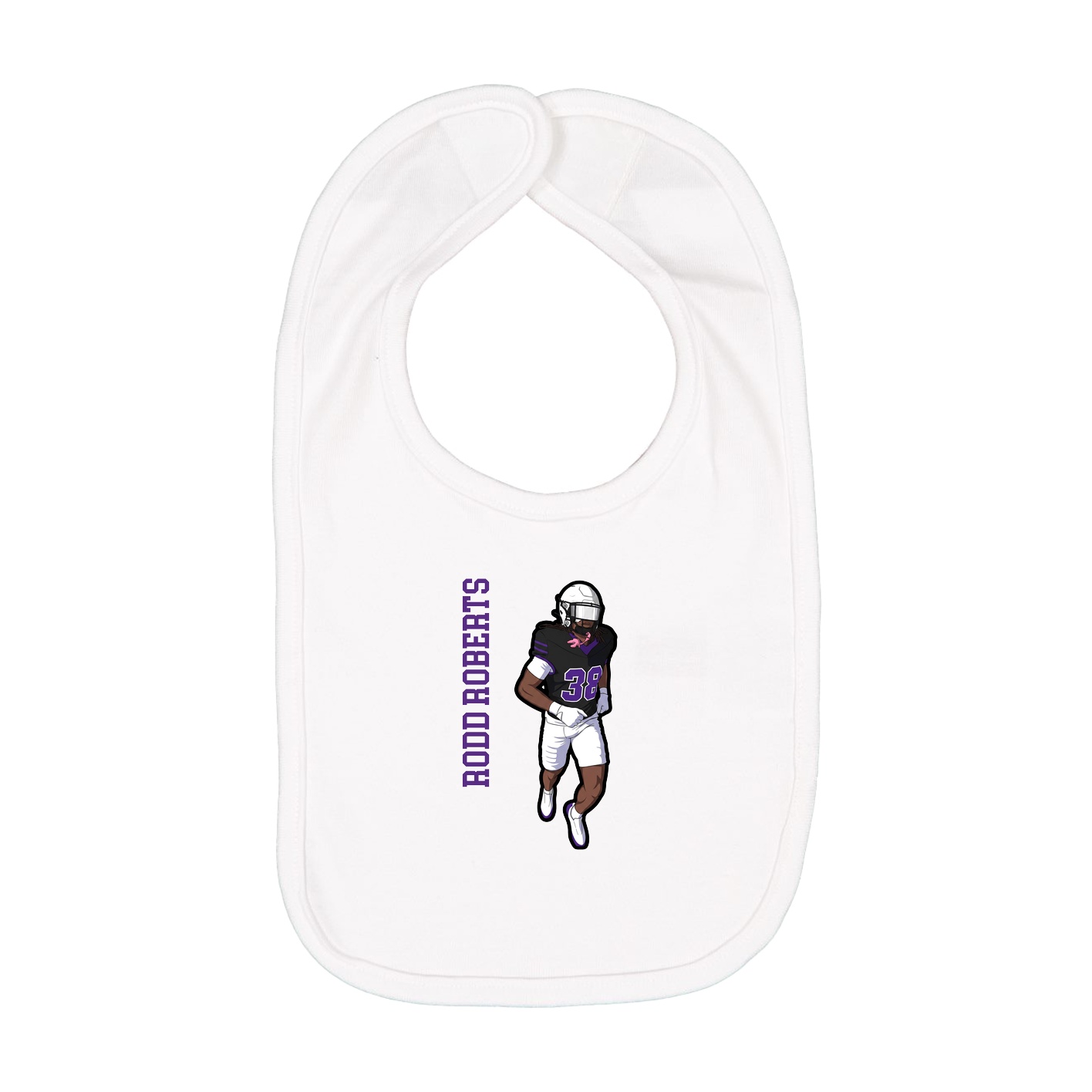 Infant Bib — Name Vertical in White