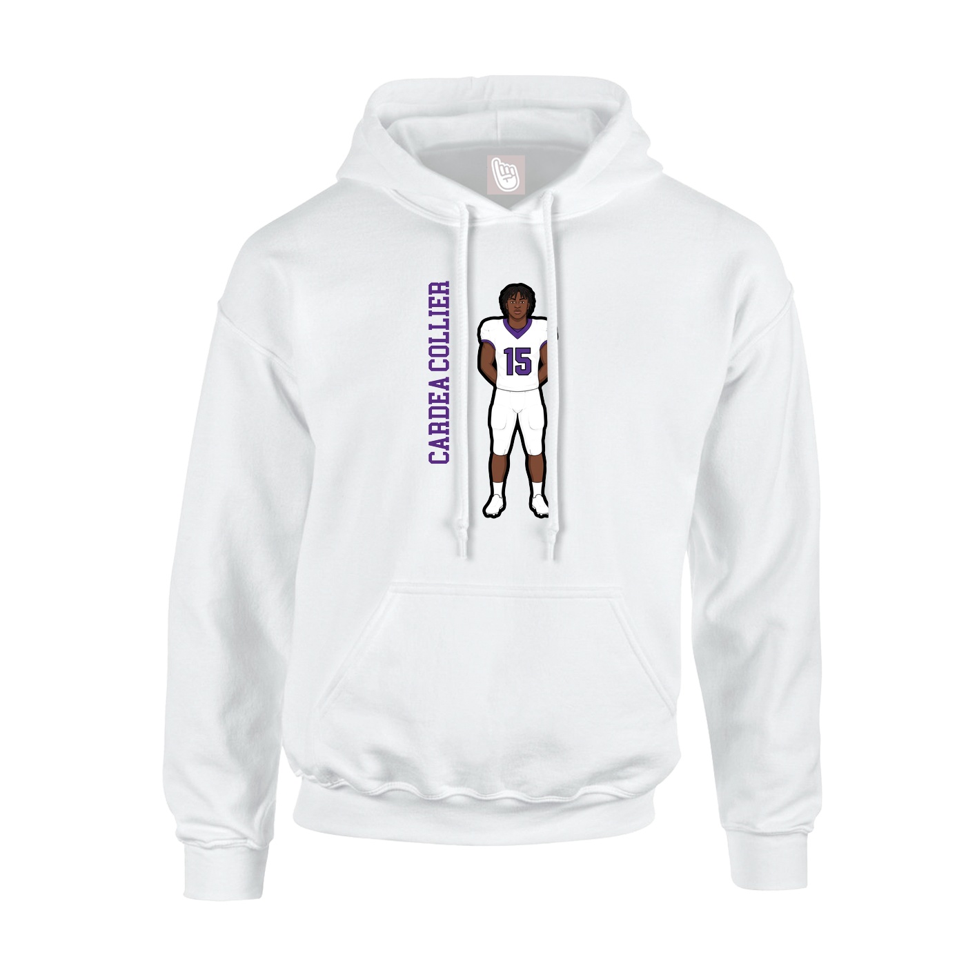 Youth Hoodie — Name Vertical in White