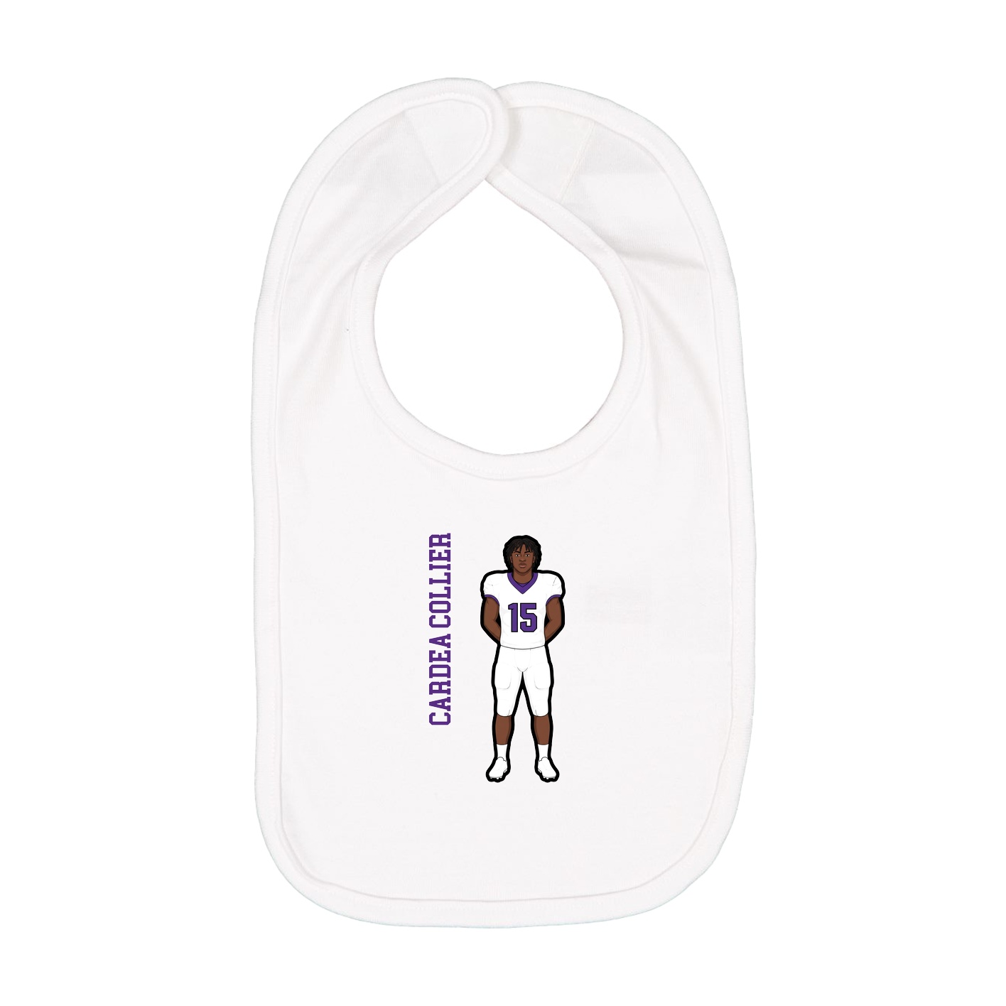 Infant Bib — Name Vertical in White