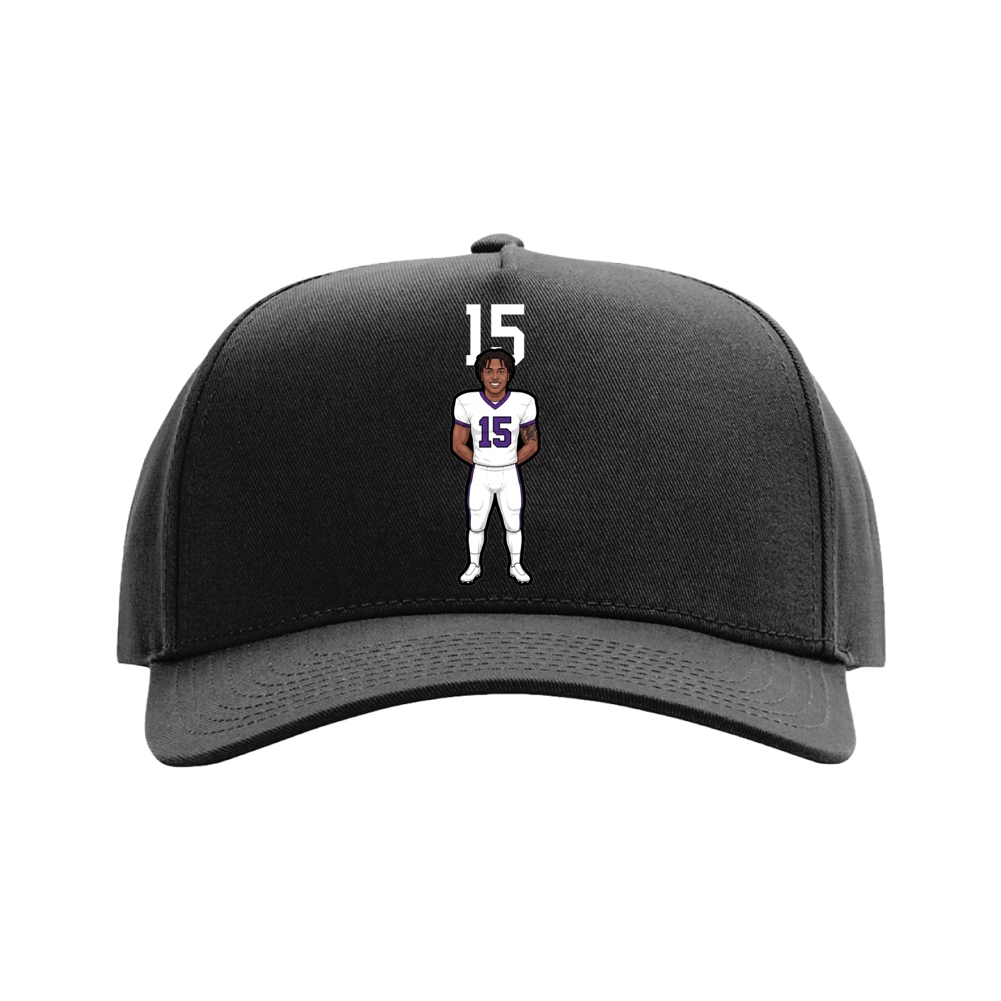 Full Fabric Five-Panel Champ Cap — Number Top in Black