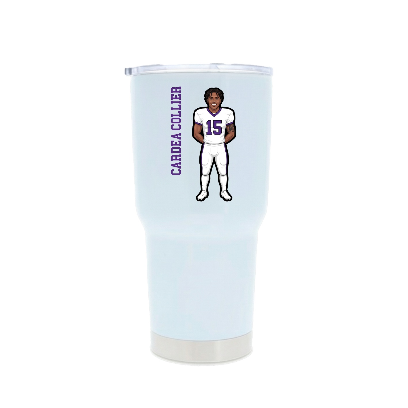 30oz Stainless Steel Tumbler — Name Vertical in White