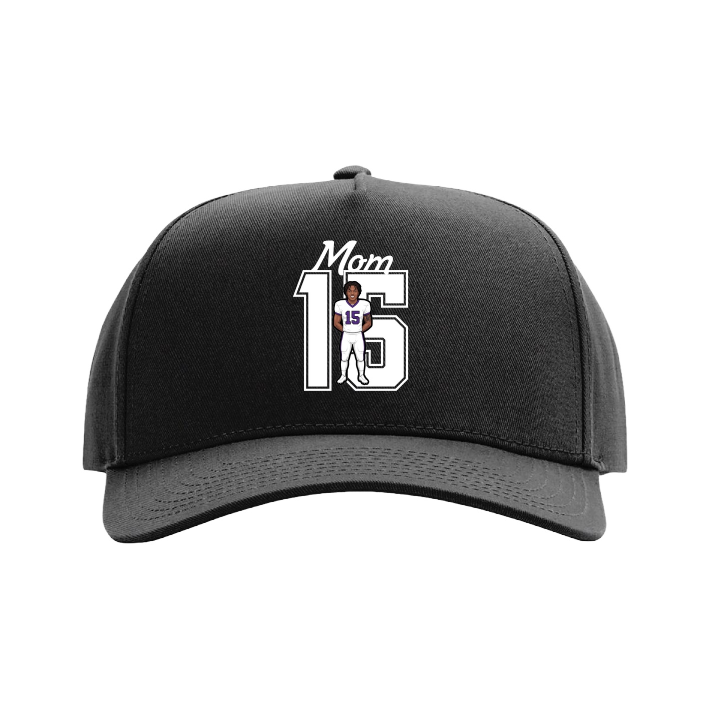 Full Fabric Five-Panel Champ Cap — Mothers Day Shirsey in Black