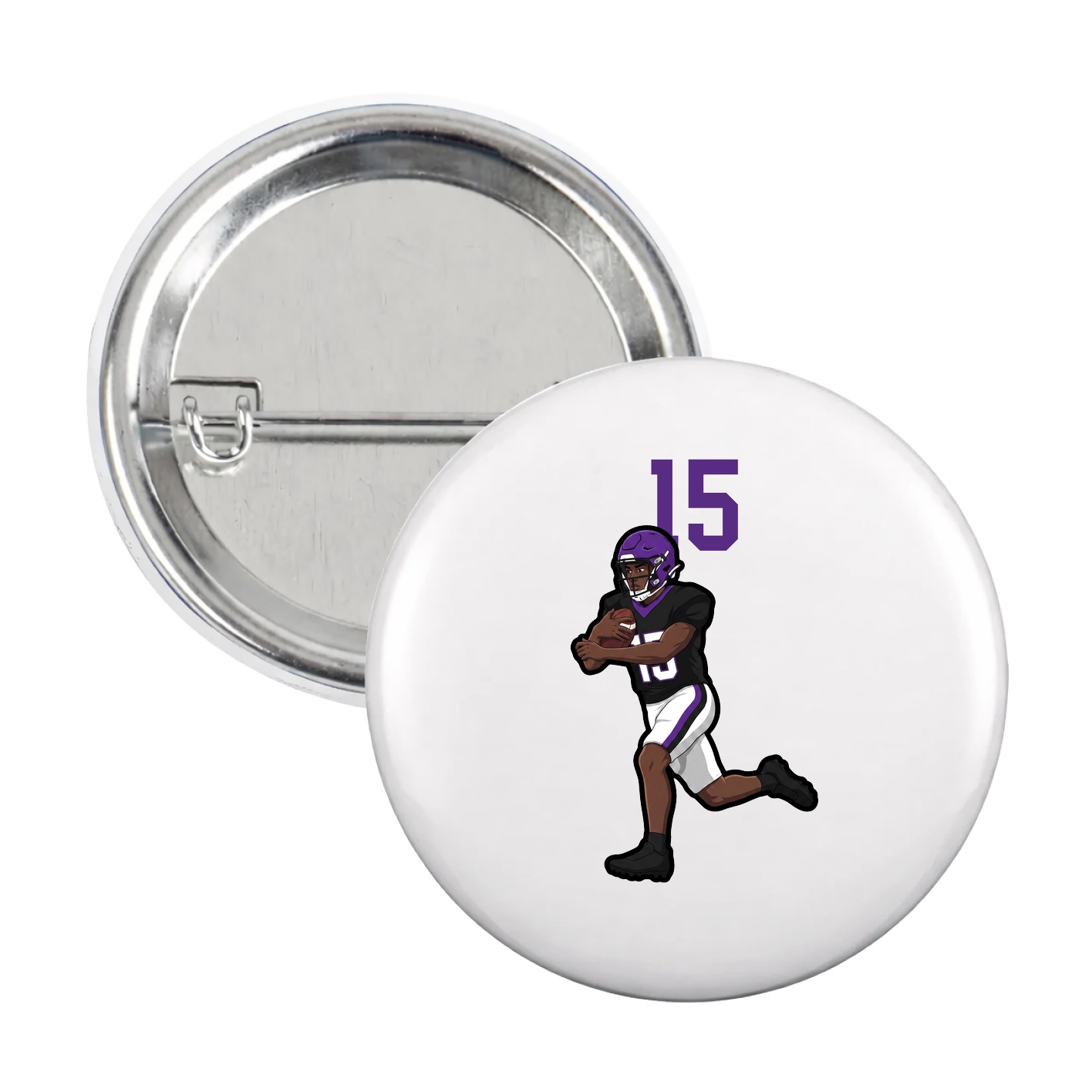 Game Day Button — Number Top in White