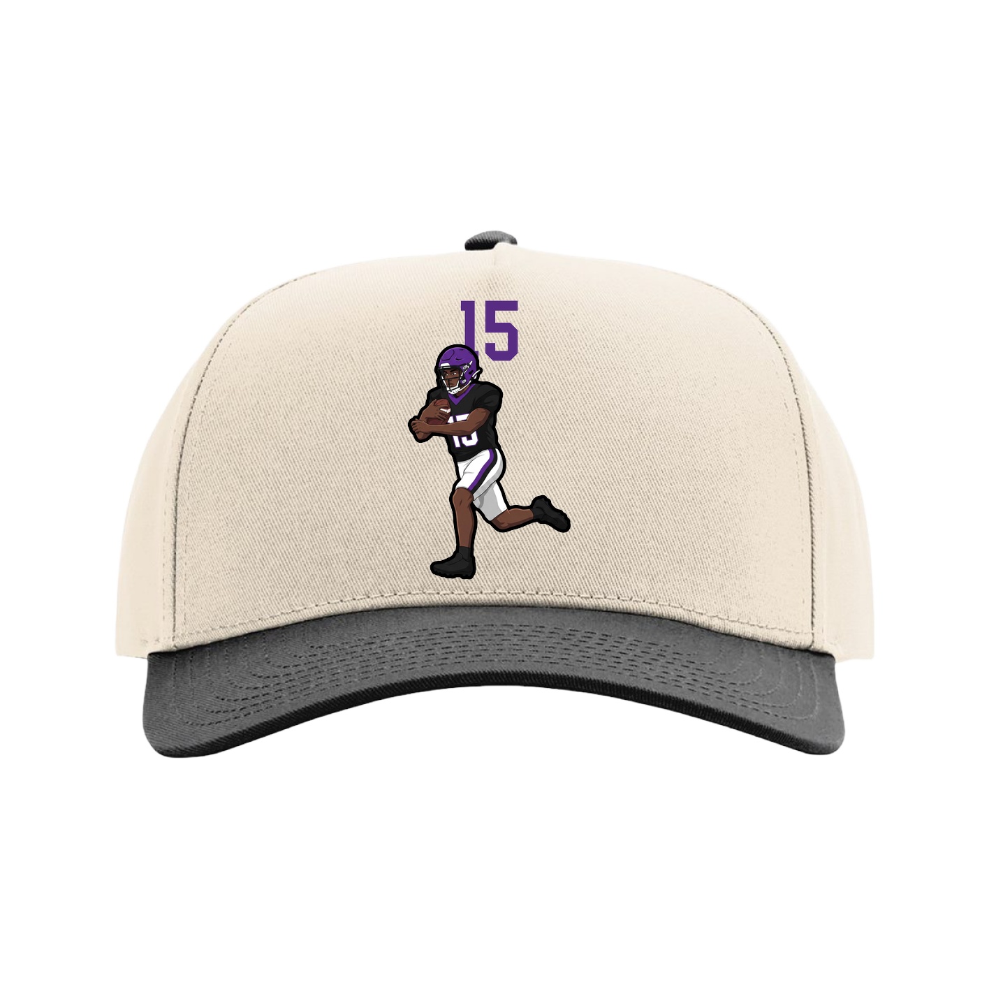 Full Fabric Five-Panel Champ Cap — Number Top in Cream/Black