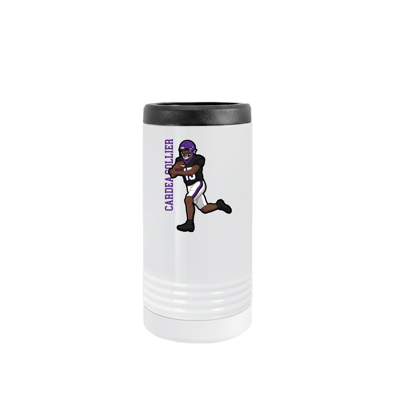 Slim Beverage Holder — Name Vertical in White