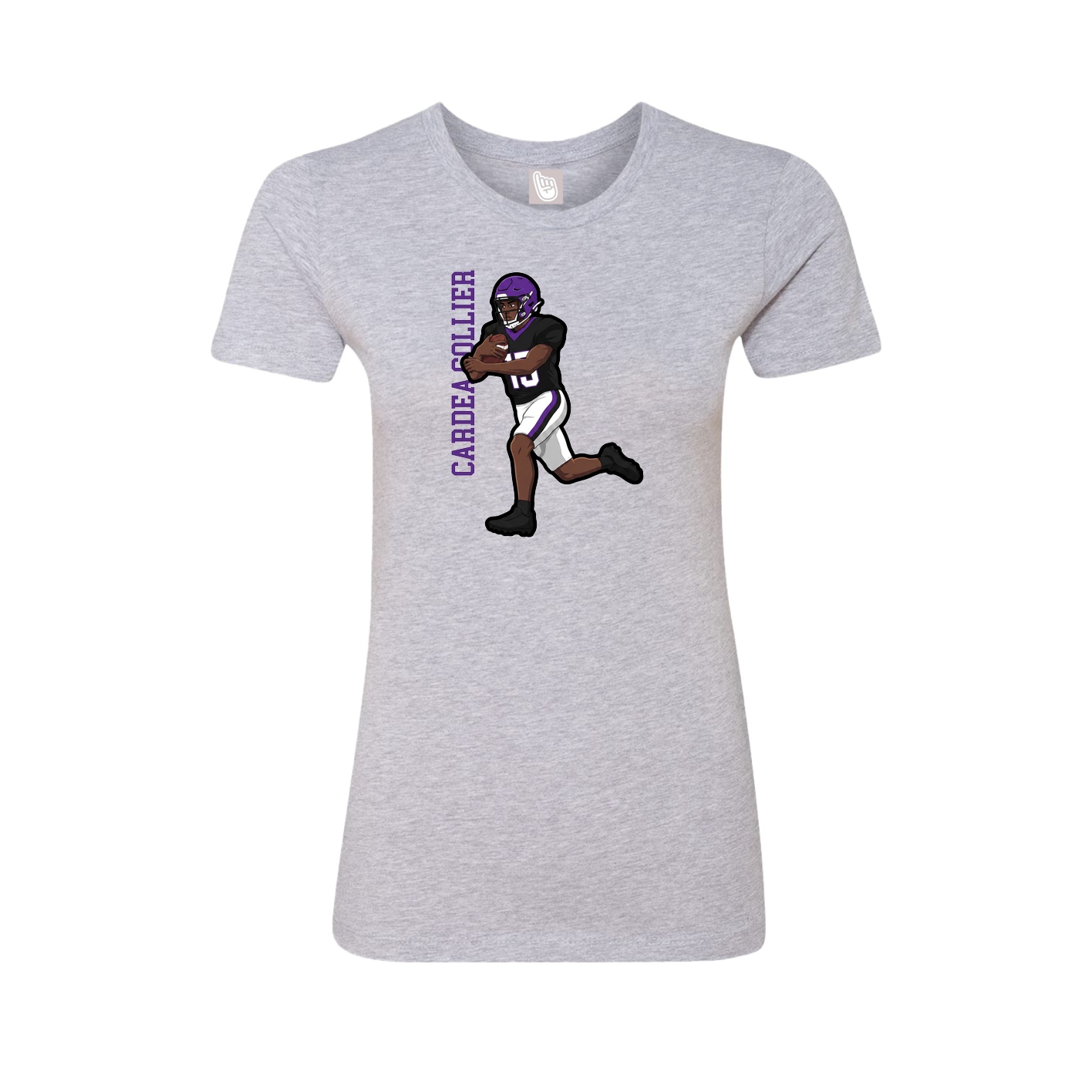 Fitted Women's Tee — Name Vertical in Grey